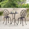 Streamdale Furniture Streamdale 3-piece Set Of All-weather Cast Aluminum Dining Furniture Set With Black Frame