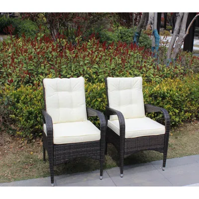 Streamdale Furniture Streamdale 2-piece Liberatore Dining Chairs With Cushions (cushion) In Brown