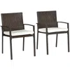Streamdale Furniture Streamdale 2 Piece Pe Rattan Outdoor Dining Chairs With Cushion