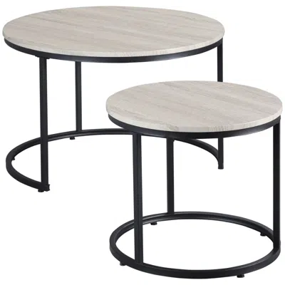 Streamdale Furniture Streamdale 2-piece Round Nesting Coffee Tables With Metal Frame