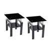 Streamdale Furniture Streamdale 2-piece Tempered Black Glass Sofa Table, Black Noghtstand