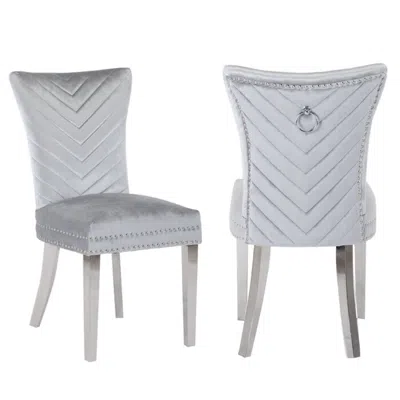 Streamdale Furniture Streamdale 2-piece Velvet Chair With Silver Steel Legs
