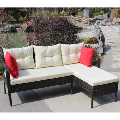 Streamdale Furniture Streamdale 2-piece Wicker Sectional Sofa And Seat