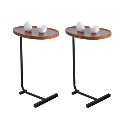 Streamdale Furniture Streamdale 2 Pieces Brown Cshaped Side Table