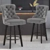 Streamdale Furniture Streamdale 2-pk Velvet Barstools W/ Button Tufting & Footrest