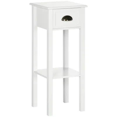 Streamdale Furniture Streamdale 2-tier Side Table With Drawer In White