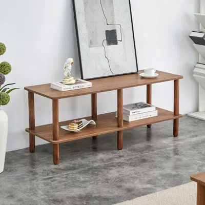Streamdale Furniture Streamdale 2-tier Tv Stand With Open Shelf And Rubberwood Legs