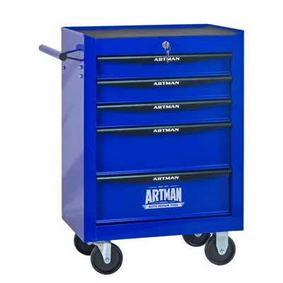 Streamdale Furniture Streamdale 20" 5-drawer Rolling Metal Tool Chest Cabinet Organizer - Black & Blue