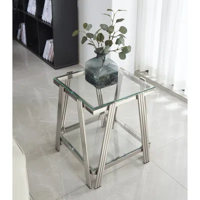 Streamdale Furniture Streamdale 20" Square Glass End Table - Silver
