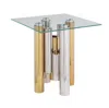 Streamdale Furniture Streamdale 20" Stainless Steel Glass End Table - Modern & Sleek