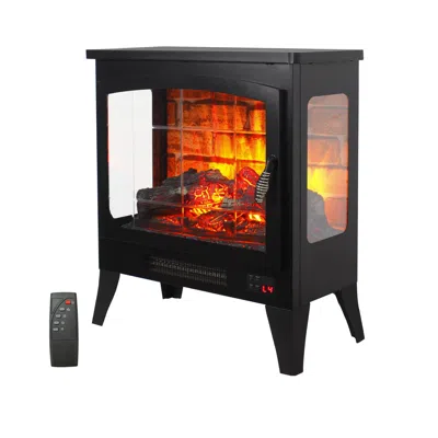 Streamdale Furniture Streamdale 21" 3-sided Electric Fireplace Stove Heater W/ 3d Flame & Remote In Black