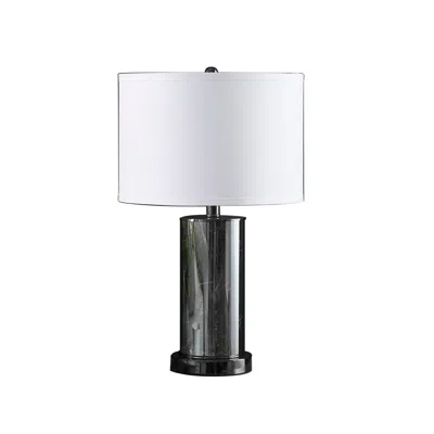 Streamdale Furniture Streamdale 21.25" In Cynx Led Night Light Mid-century Glass Black Chrome Table