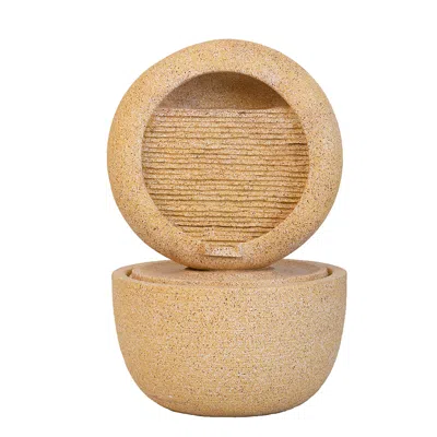 Streamdale Furniture Streamdale 21.7x21.7x34.3" Cement Round Water Fountain With Light And Pump