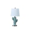 Streamdale Furniture Streamdale 22" In Southwest Teal Ceramic Cactus Plant Modern Metal Table Lamp