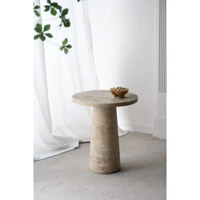 Streamdale Furniture Streamdale 22x22x25.5" Cream Round Side Table With Pedestal Base