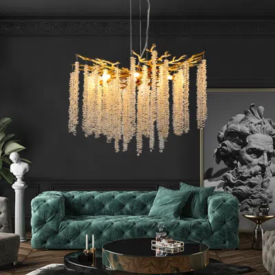 Streamdale Furniture Streamdale 23.6" Modern Pendant Light With Cascading Crystals For Living Spaces