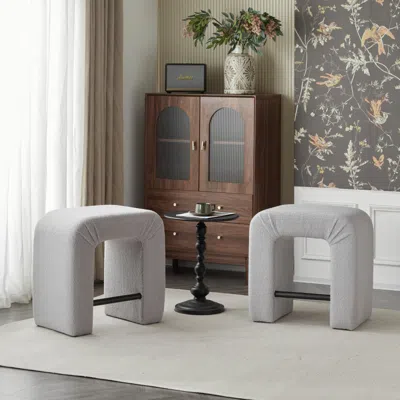 Streamdale Furniture Streamdale 24'' Boucle Stool Set Of 2,dining Chairs For Home Kitchen Island,grey