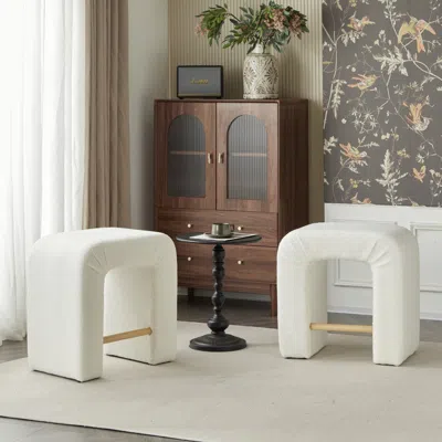 Streamdale Furniture Streamdale 24'' Boucle Stool Set Of 2,dining Chairs For Home Kitchen Island,white