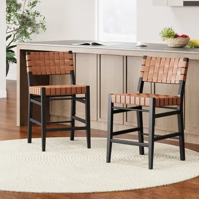 Streamdale Furniture Streamdale 24" Classic Counter Stools (set Of 2), Rubberwood Frame