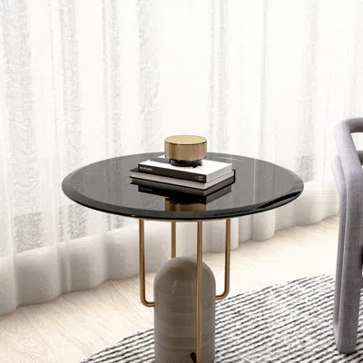 Streamdale Furniture Streamdale 24" Inch Round Tempered Glass Table Top Black Glass 3/ 8" Thick