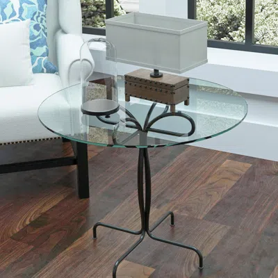 Streamdale Furniture Streamdale 24 Inch Round Tempered Glass Table Top Clear Glass 1/4 Inch Thick In Black
