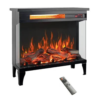 Streamdale Furniture Streamdale 24 Inch Three Sided Glass Electric Fireplace With Feet