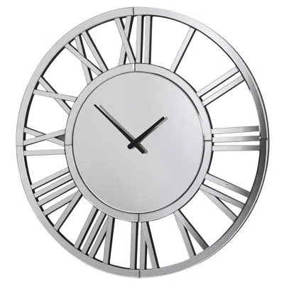 Streamdale Furniture Streamdale 24" Mirrored Silver Wall Clock