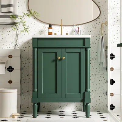 Streamdale Furniture Streamdale 24" Modern Bathroom Vanity Cabinet W/ Sink & Shelves