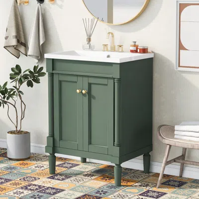 Streamdale Furniture Streamdale 24" Modern Bathroom Vanity Cabinet W/ Sink & Shelves