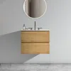 Streamdale Furniture Streamdale 24" Oak Bathroom Vanity Wall Mount, Ceramic Sink, Storage