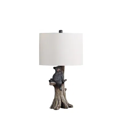 Streamdale Furniture Streamdale 24.75" In Black Bear On A Tree Polyresin Table Lamp In White