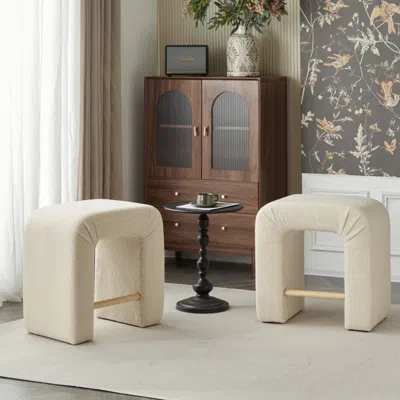 Streamdale Furniture Streamdale 24''boucle Stool Set Of 2,dining Chairs For Home Kitchen Island,cream