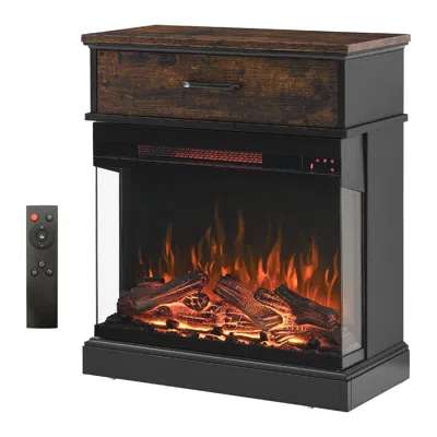 Streamdale Furniture Streamdale 25 Inch Stand Side Table With 3-sided Glass Electric Fireplace