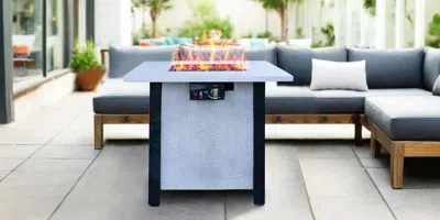 Streamdale Furniture Streamdale 25" Outdoor Propane Fire Pit Table 50,000 Btu With Grain Design