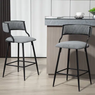 Streamdale Furniture Streamdale 26" Counter Bar Stool With Powder-coated Base (gray)
