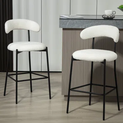 Streamdale Furniture Streamdale 26" Counter Bar Stools With Fabric And Black Base
