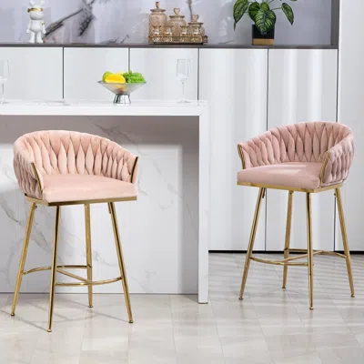 Streamdale Furniture Streamdale 26" Counter Height Bar Stools Set Of 2 Kitchen Island Counter Bar Stool With Hand- Wave B