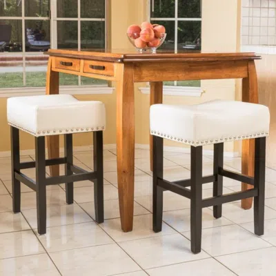 Streamdale Furniture Streamdale 26-inch Backless Ivory Leather Counter Stool (set Of 2)