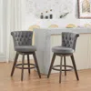 Streamdale Furniture Streamdale 26" Swivel Counter Stools Set Of 2, Velvet Upholstered, Gray In Gray
