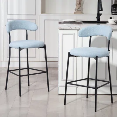 Streamdale Furniture Streamdale 26" Teddy Fabric Bar Stool - Blue