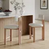 Streamdale Furniture Streamdale 26.5" Round Stools - Low Back, Upholstered Seat, Natural Wood Frame In White