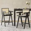 Streamdale Furniture Streamdale 27", Modern Minimalist Bar Stool With Cane Seat, Solid Wood Frame