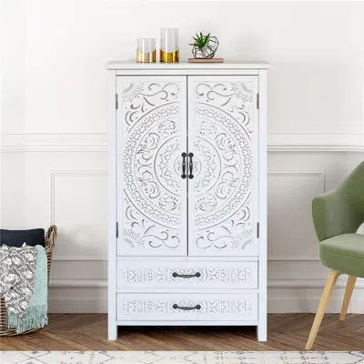 Streamdale Furniture Streamdale 27" White Tower Cabinet - Rustic Wood Sideboard