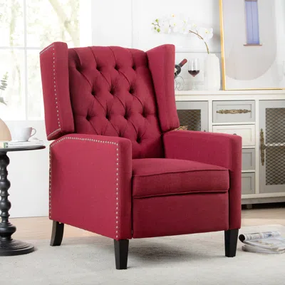 Streamdale Furniture Streamdale 27" Wide Manual Wing Chair Recliner In Burgundy