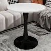Streamdale Furniture Streamdale 27.6" Black Mid-century Modern Dining Table With White Marble Top