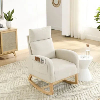 Streamdale Furniture Streamdale 27.6" Modern Rocking Chair With High Back & Pockets In White