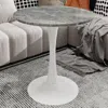 Streamdale Furniture Streamdale 27.6" White Mid-century Modern Dining Table With Round Marble Top
