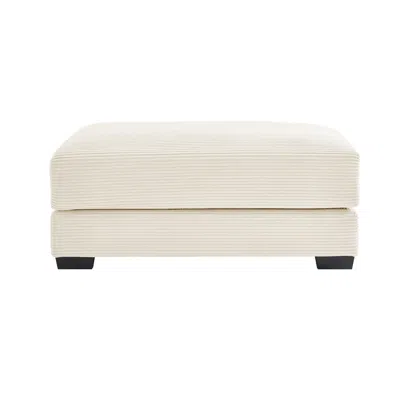 Streamdale Furniture Streamdale 28 Ottoman Corduroy- Cream In White