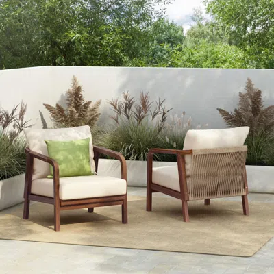 Streamdale Furniture Streamdale 28" Outdoor Lounge Chair - Woven Back, Wood Frame, Cushions