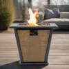 Streamdale Furniture Streamdale 28" Propane Gas Fire Pit Table, 50000 Btu Square Steel Fire Pit - Brown